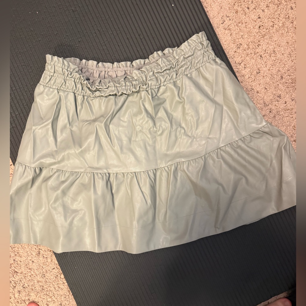 Anthropologie Somerset Faux Leather Olive Green Skirt